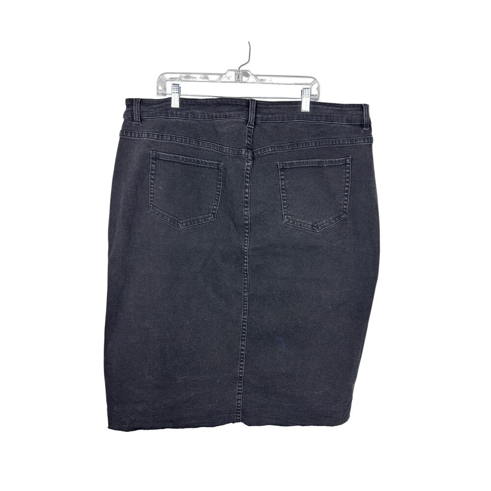 Universal Standard Black Denim Front Slit Midi Skirt NWT L 3X - Picture 3 of 6
